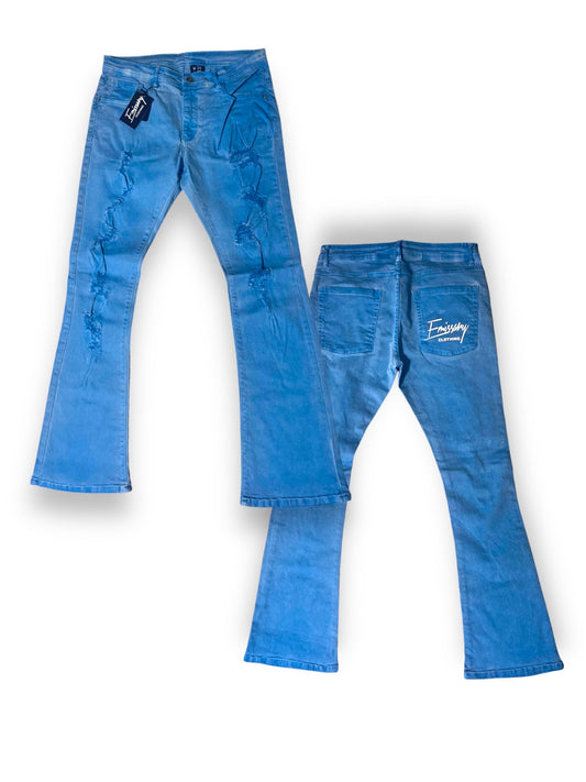 Distressed Stacked Jeans Blue